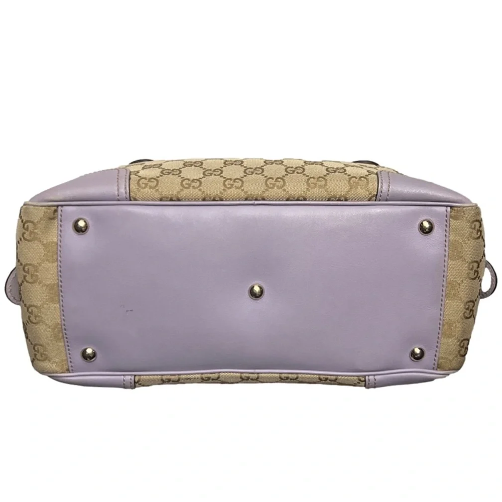 Gucci Canvas and Lilac Colored Leather Handbag - Picture 6 of 17